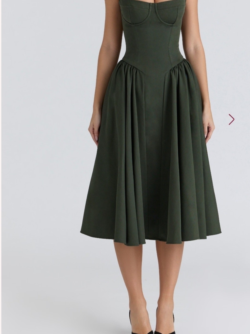 Samaria Emerald green corset midi dress